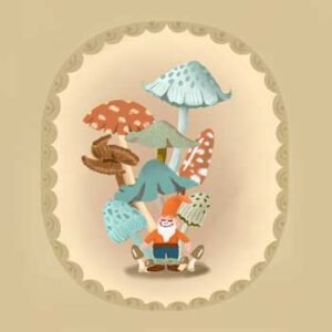 Gnomes & Mushrooms single illustration