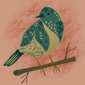 Green Dotted Modern Bird Illustration